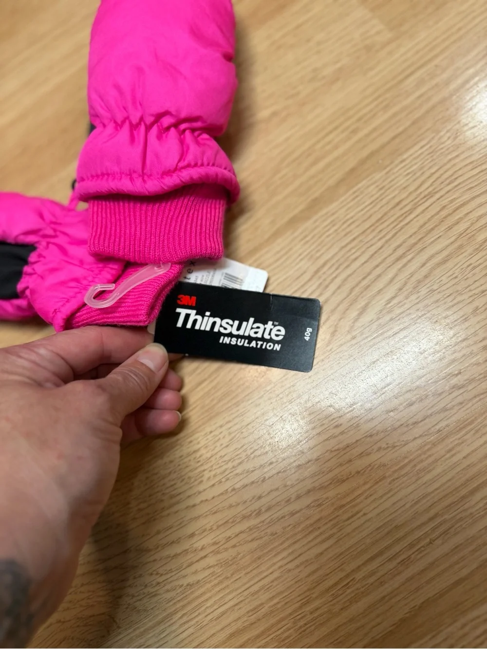 Girls’ One Size Hot Pink Black 3M Thinsulate Insulated Winter Snow Mittens NWT